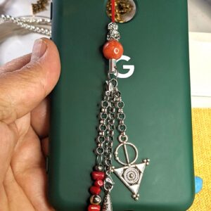 Amazigh Berber Fibula Stainless Steel Red Phone Chain Necklace