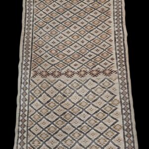 Amazigh Neutral toned Handmade Vintage Carpet - Wool Diamond Rug