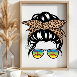 Berber Woman Illustration Amazigh Art Print Kabyle Tattoo Digital Download
