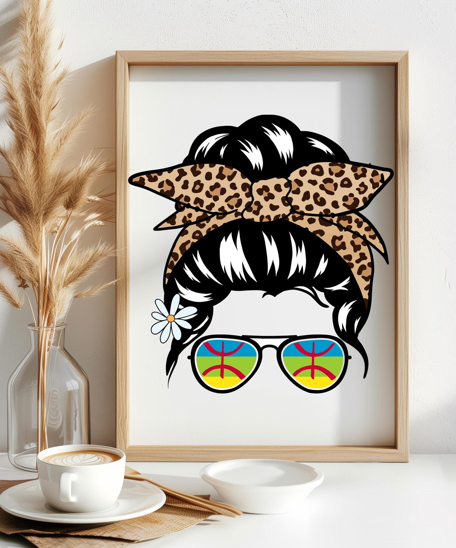 Berber Woman Illustration Amazigh Art Print Kabyle Tattoo Digital Download