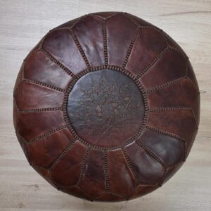 Amazigh Leather Pouffe Handmade Delivered stuffed Ottoman Pouf
