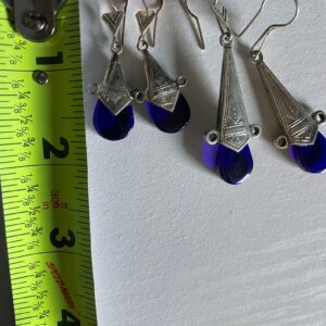 Amazigh Pure 925 Silver Tuareg Glass Silversmith Earrings