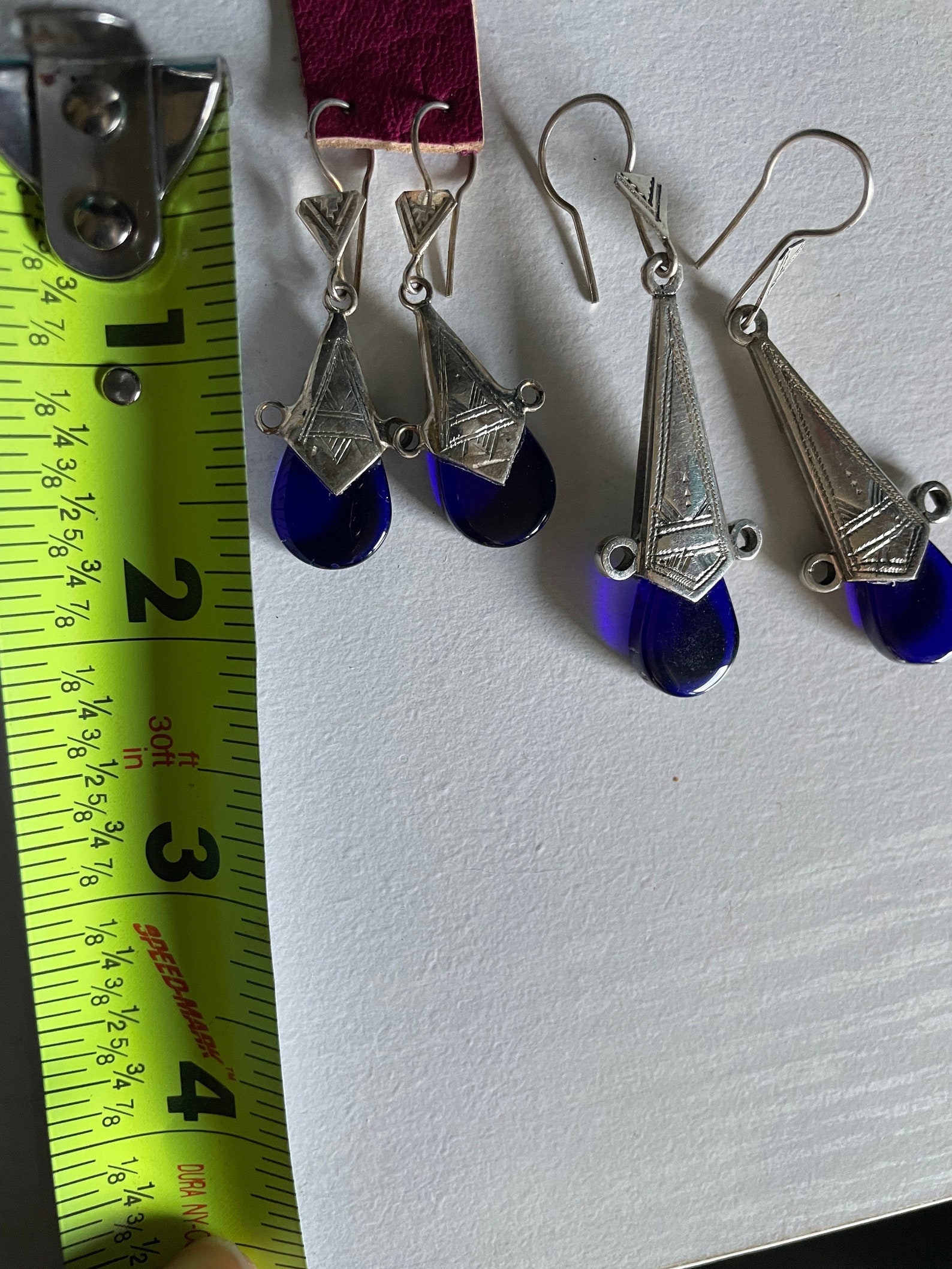 Amazigh Pure 925 Silver Tuareg Glass Silversmith Earrings