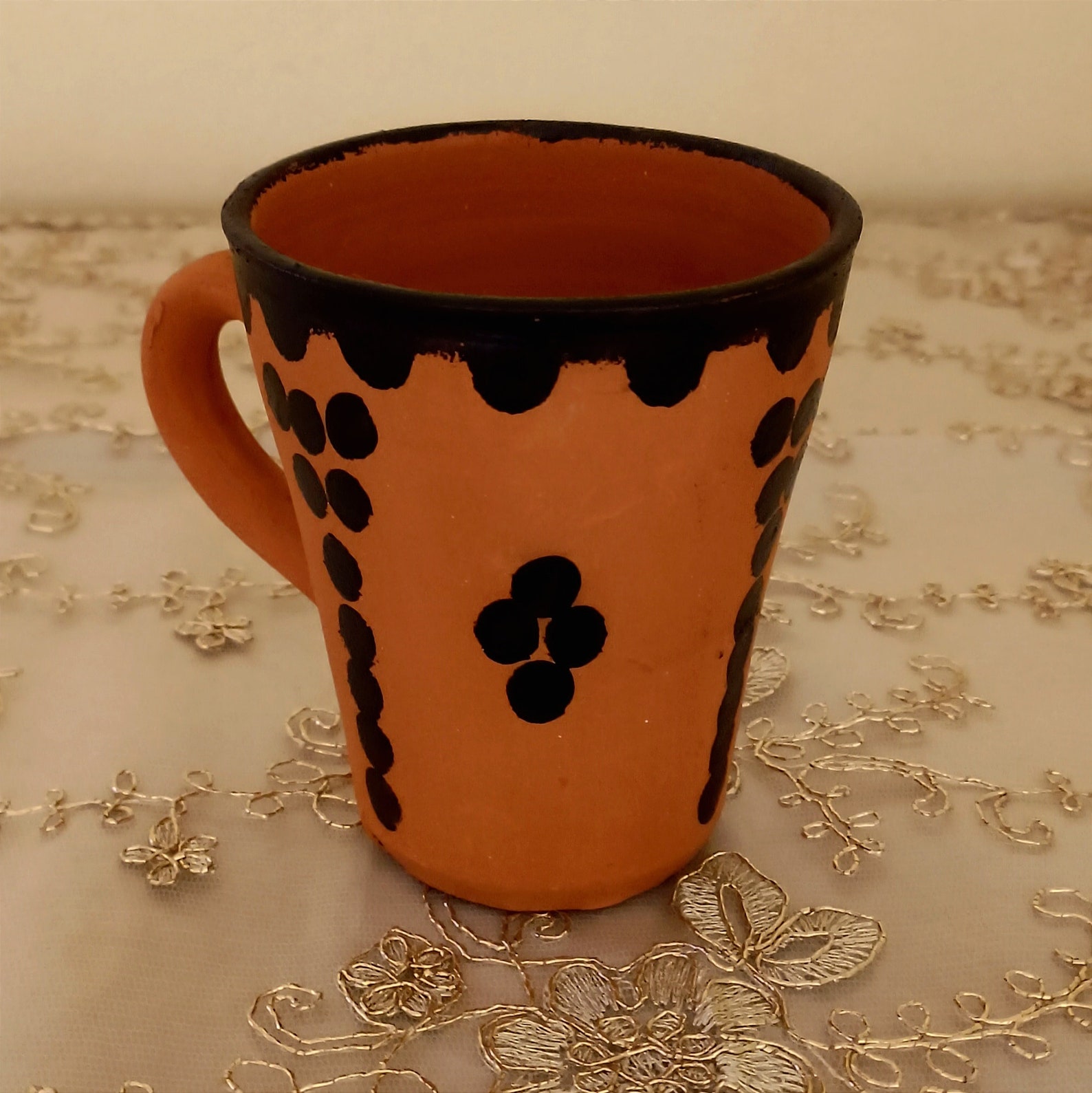 Amazigh Red Clay Ceramic Mug Traditional Kitchen Dining Cup