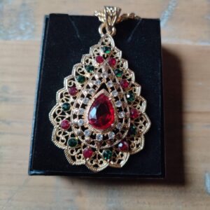 Berber Gold Tone Stone Pendant Necklace for Heritage Style