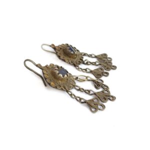 Amazigh Ancient Silver Blue Glass Enamel Tafraoute Earrings