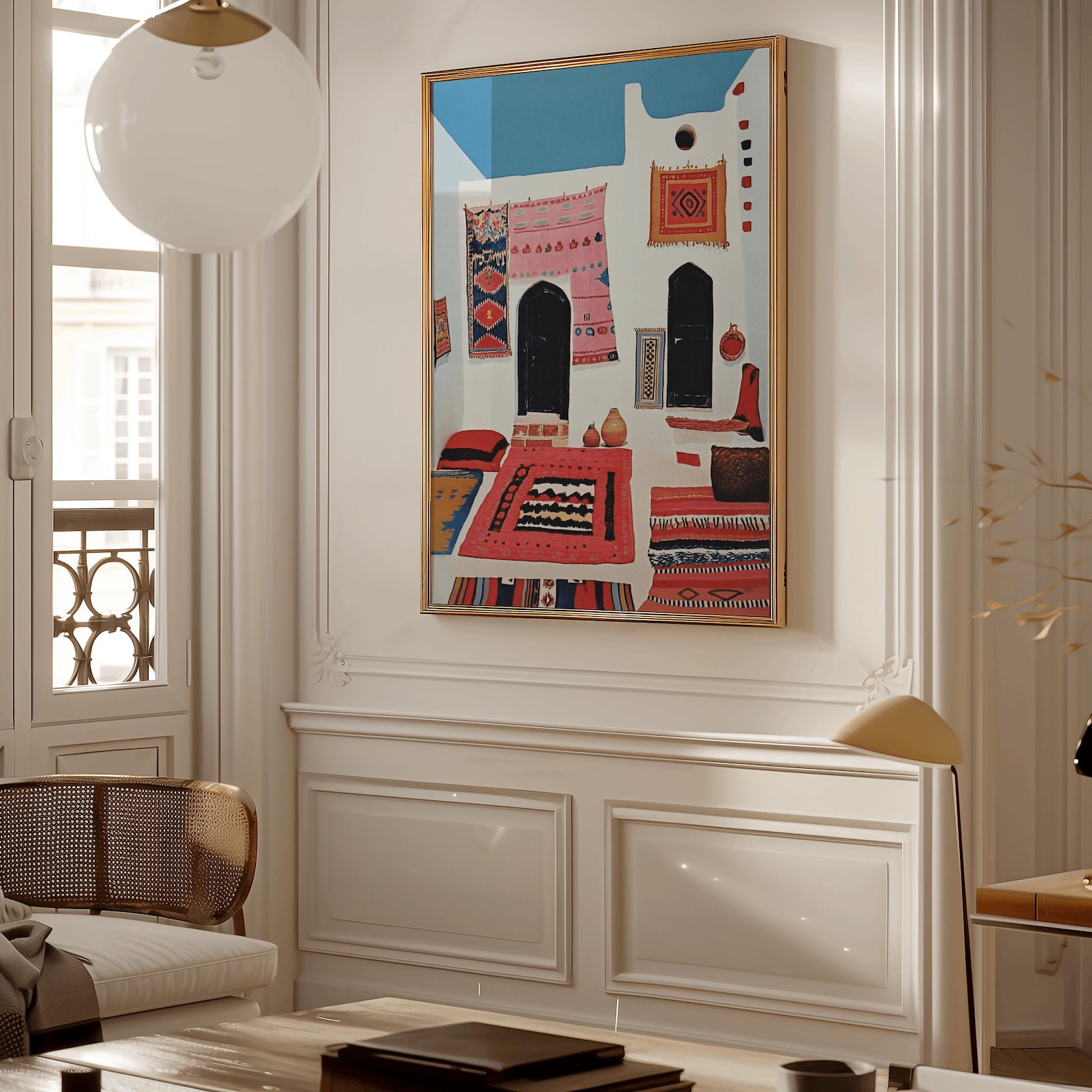 Amazigh Vintage Rug Textile Scene Vertical Wall Art Print