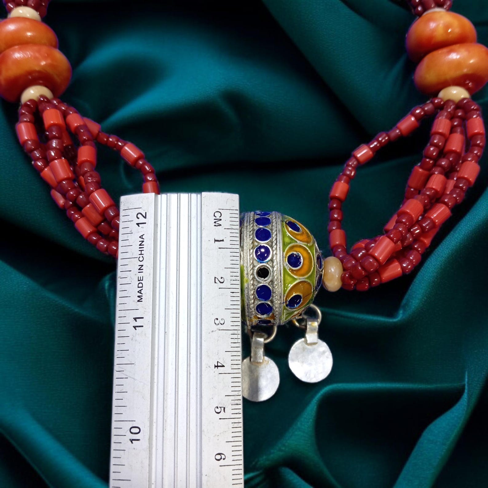 Berber Tagemmout Handmade Red Coral Resin Bead Necklace