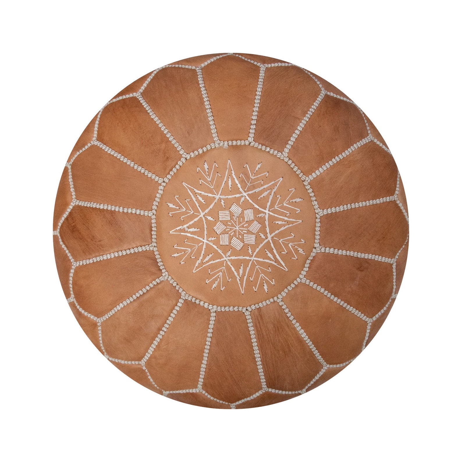 Amazigh Artisanal Leather Pouffe Handmade Delivered stuffed Pouf