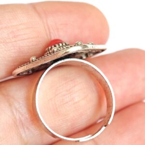 Amazigh Ring in métal argenté émaillé kabyle- - berbère