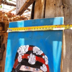 Berber Hand-Painted Woman Portrait Folk Art Wood Cultural