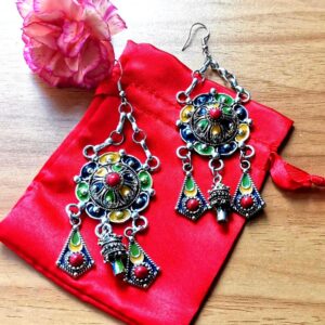 Traditional Kabyle Amazigh Berbères Three-Charm Handmade Dangle Earrings