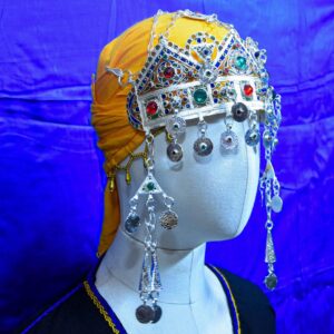 Handmade Amazigh Berber Taounza Silver Enamel Tribal Crown Headband