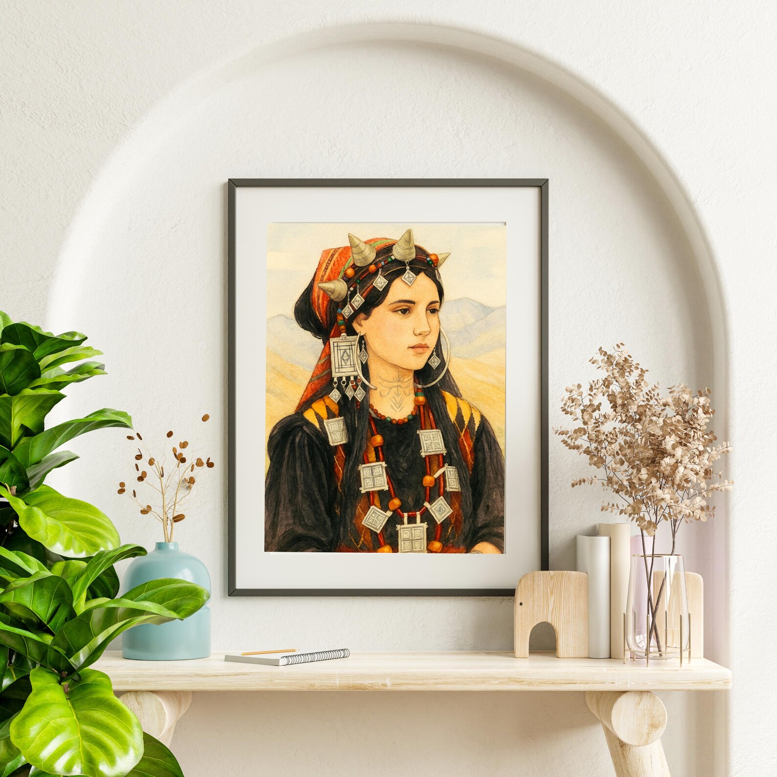 Berber Woman Portrait Print Jewelry Art Digital Download