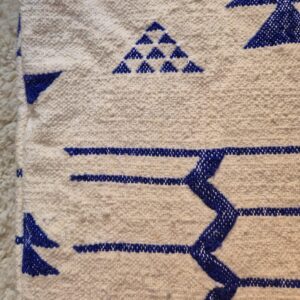 Berber Kilim Square Cover Blue Wool Floor Pouf