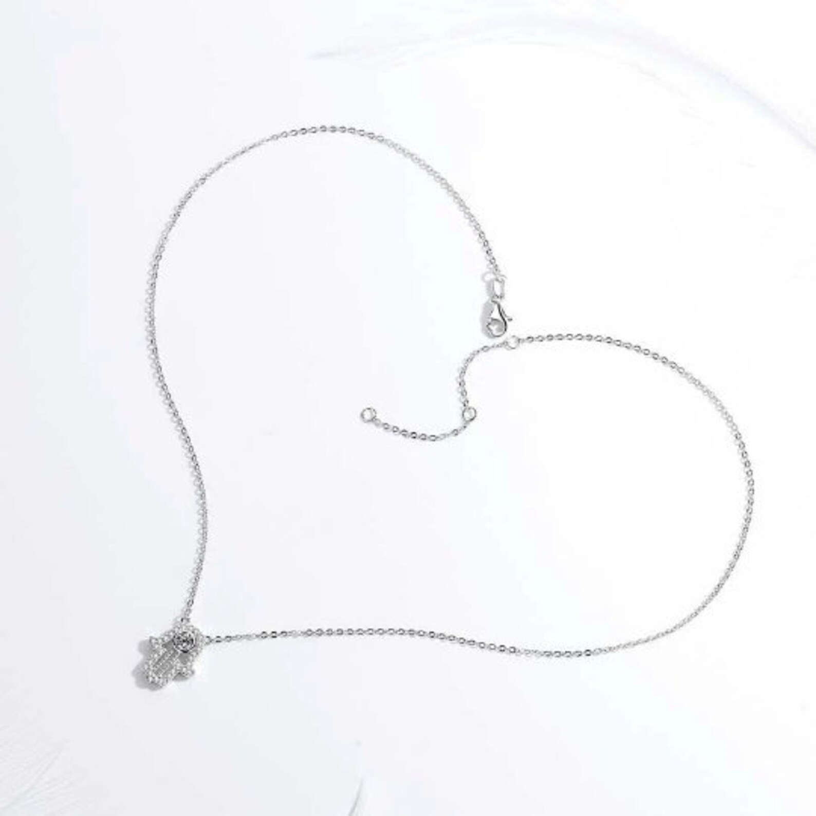 Handmade Amazigh Kabyle 925 Sterling Silver Zircon Pendant Necklace