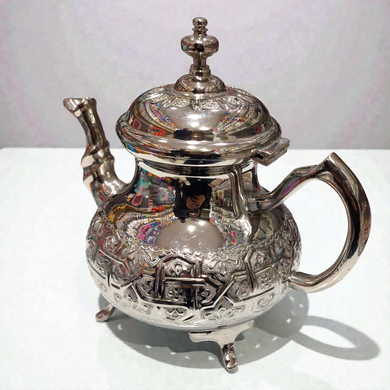 Amazigh Silver Tea Set Tray Glasses Handmade Traditional