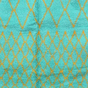 Custom Amazigh Berber Turquoise Geometric Natural Wool Living Room Rug