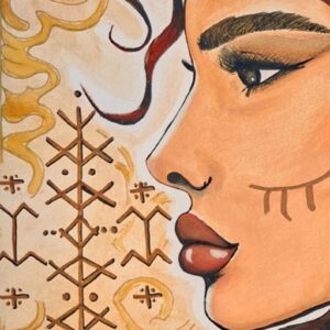 Amazigh La Gazelle Modern Watercolor Portrait Digital Wall Art