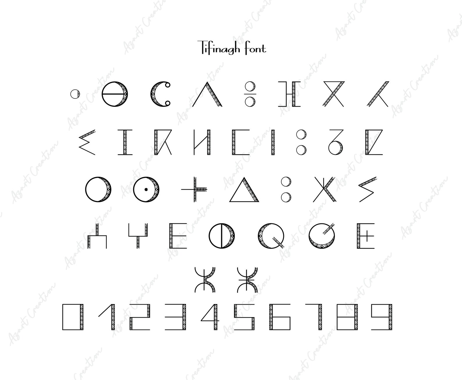 💾 Amazigh Tifinagh Font Wall Art for Heritage Style Designs