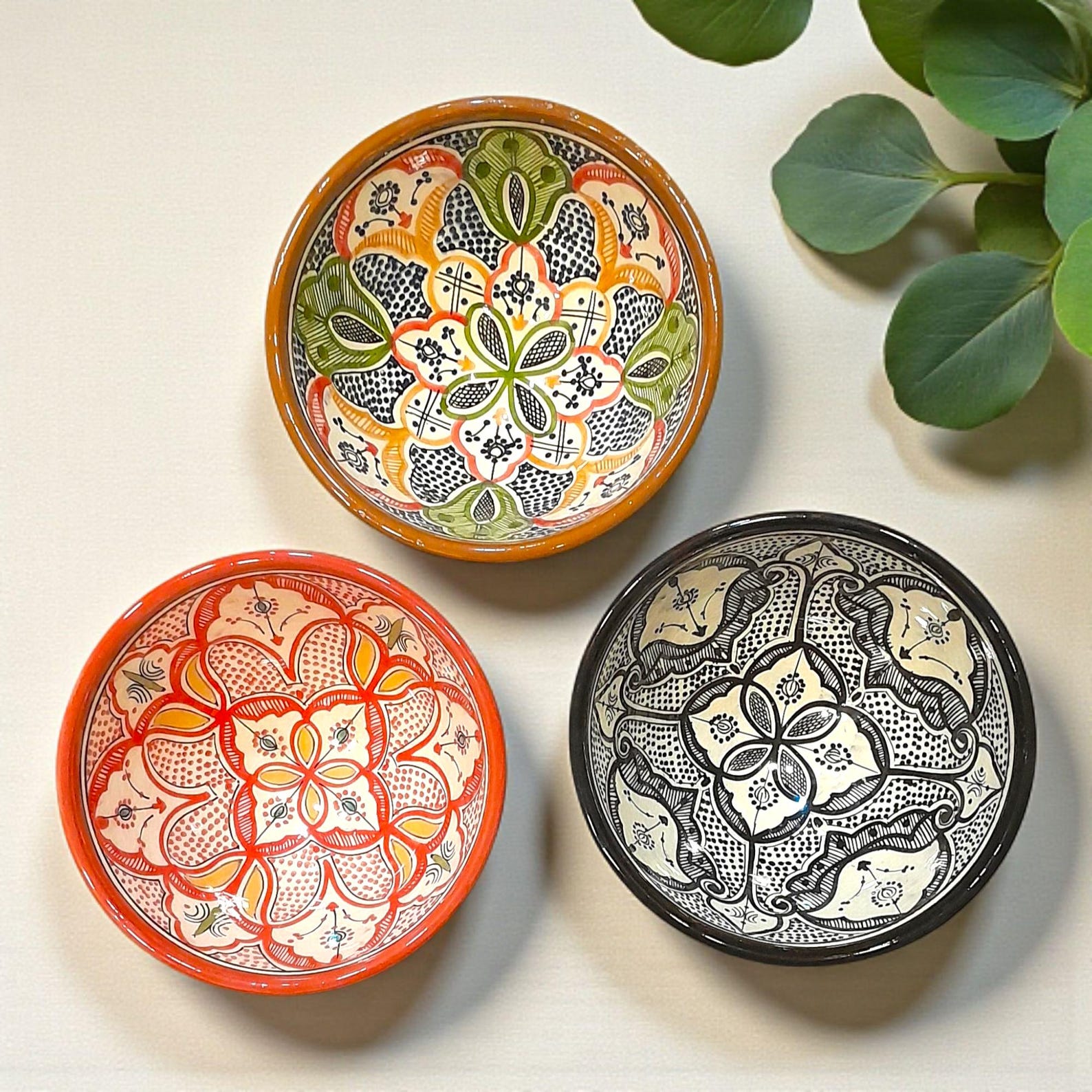 Amazigh Hand-Painted Ceramic Bowls Set Traditional Colorful Bowl