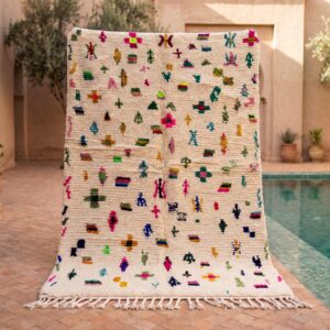 Handmade Amazigh Berber Tifinagh Geometric Natural Wool Area Rug