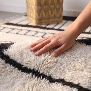 Custom Amazigh Berber Wool Neutral Living Room Geometric Handmade Rug