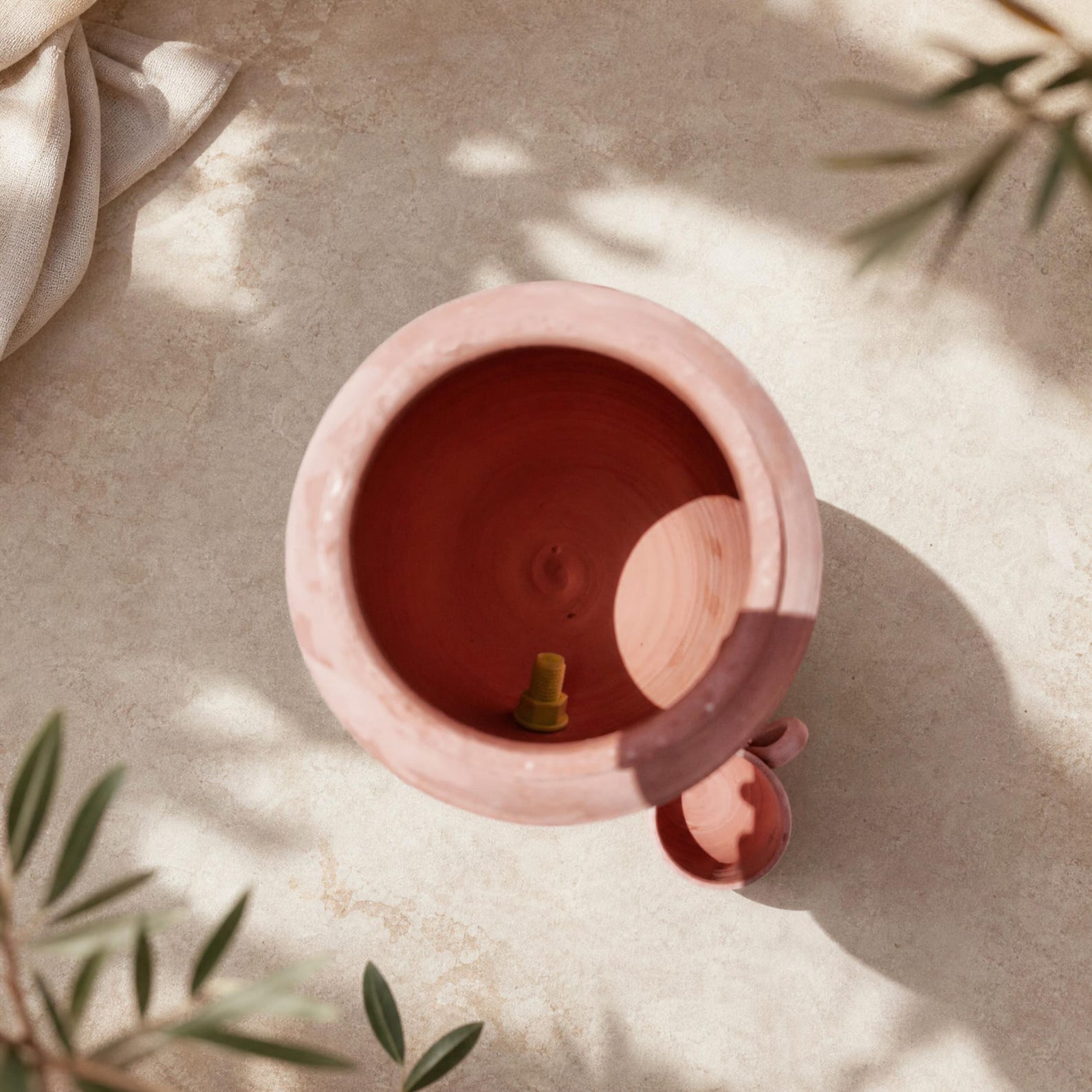 Amazigh Handmade Clay Water Spigot Cup Terracotta Dispenser