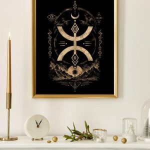 Amazigh Berber Black Gold Modern Symbol Digital Download Wall Art