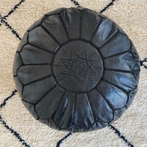 Berber Leather Pouffe Handcrafted Delivered stuffed Ottoman Pouf