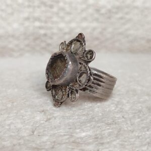 Berber Antique silver glass Morocco old flower Ring