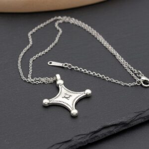 Amazigh Berber Tuareg Southern Cross Silver-Plated Fibula Pendant Necklace