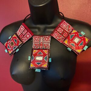 Amazigh Taureg Leather Necklace XL Colorful African on leather braided rope OOAK