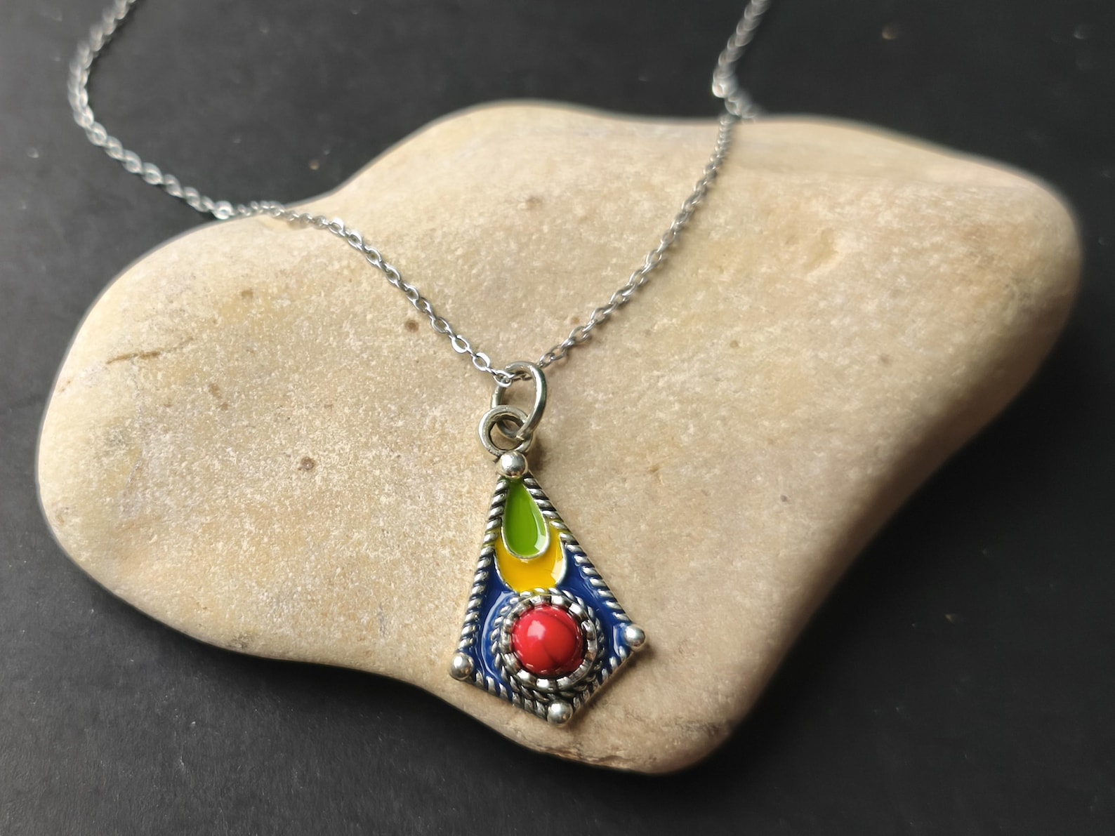 Amazigh Berber Kabyle Stainless Steel Snake Head Pendant Necklace