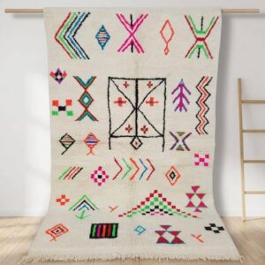 Berber Handmade Wool Colorful Symbols Boho Tribal Rug