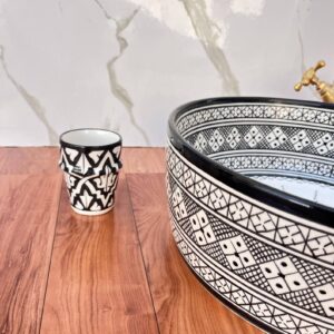 Amazigh Hand Painted Multiband Bathroom Sink Basin Ceramic Ring