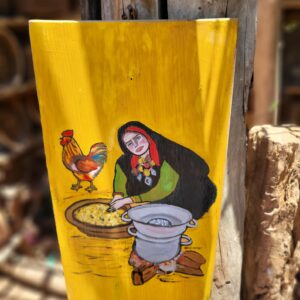 Amazigh Handpainted Cedar Wood Woman Couscous Wall Art
