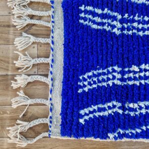 Amazigh Royal Blue Wool Tribal Handwoven Runner Rug