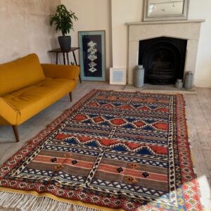 Amazigh Allunan-Space Handmade Wool Textile Diamond Geometric Rug