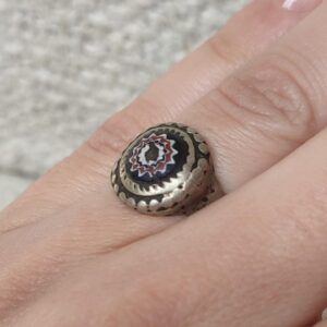 Amazigh Antique Silver Chevron Bead Ring Size 7