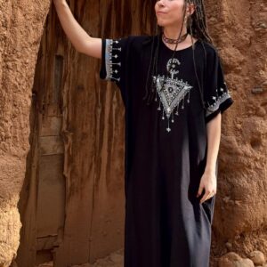 Berber Gandora Dress Tasghnst Kaftan Handmade Cotton Fibula