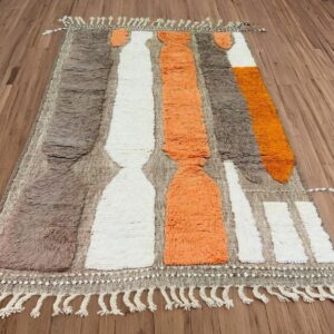 Berber Textured Handwoven Wool High-Pile Abstract Design Rug