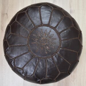 Amazigh Artisanal Leather Pouffe Handmade Delivered stuffed Pouf