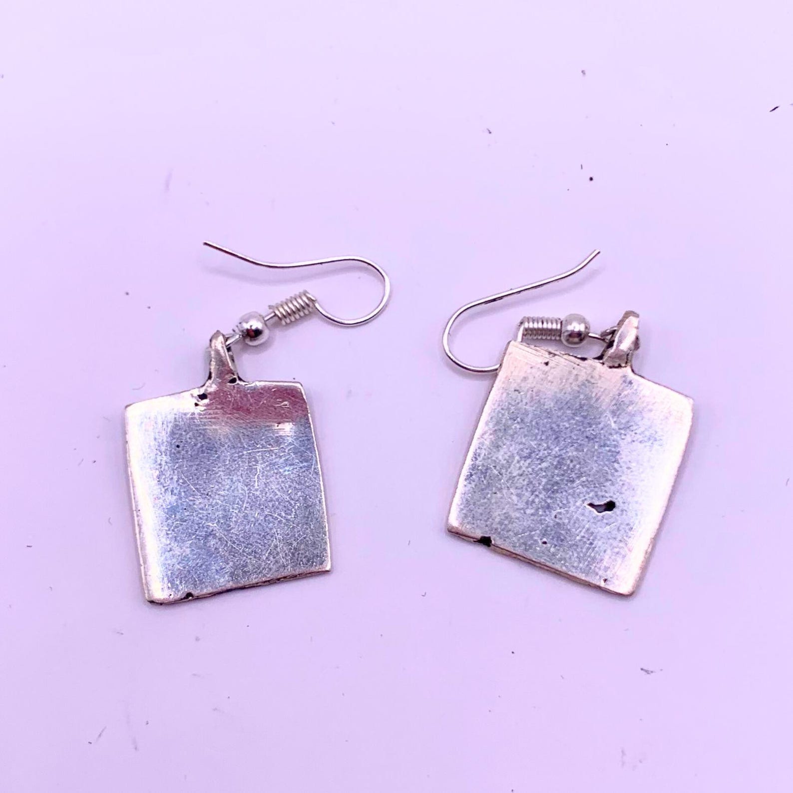 Vintage Tuareg Amazigh Berber Yaz Silver-Tone Geometric Drop Earrings