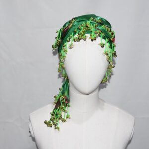 Berber Headdress Head Coin Trim Yellow Green Scarf