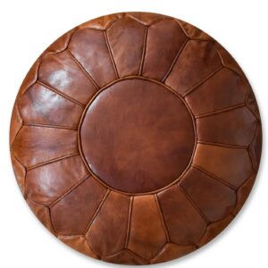 Amazigh Leather XL Honey Brown Delivered Stuffed Pouf