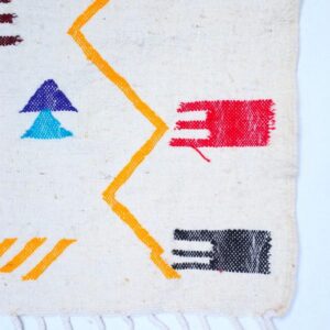 Berber Handmade Colorful Wool White Geometric Carpet Rug