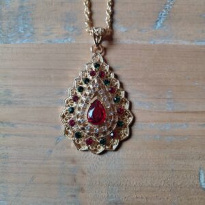 Berber Gold Tone Stone Pendant Necklace for Heritage Style