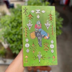 Berber Hand-Painted Wooden Donkey Market Scene Wall Art