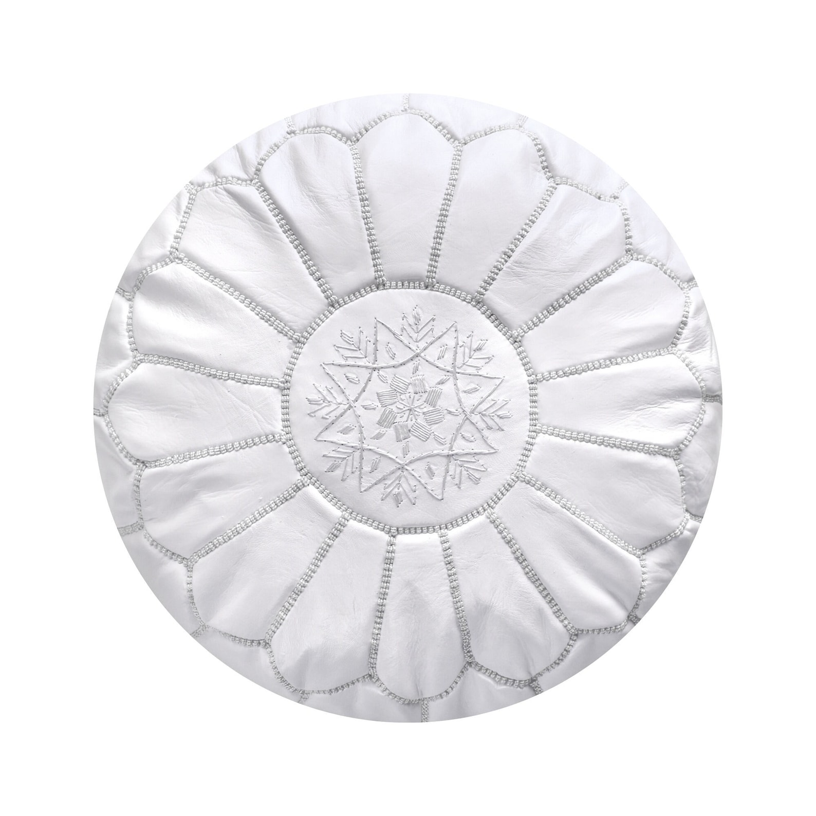 Berber Artisanal Leather Pouffe Handmade Delivered stuffed Pouf